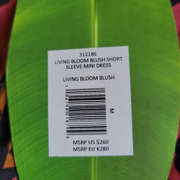 NWT Farm Rio Living Bloom Blush Short Sleeve Mini Dress - Picture 12 of 16